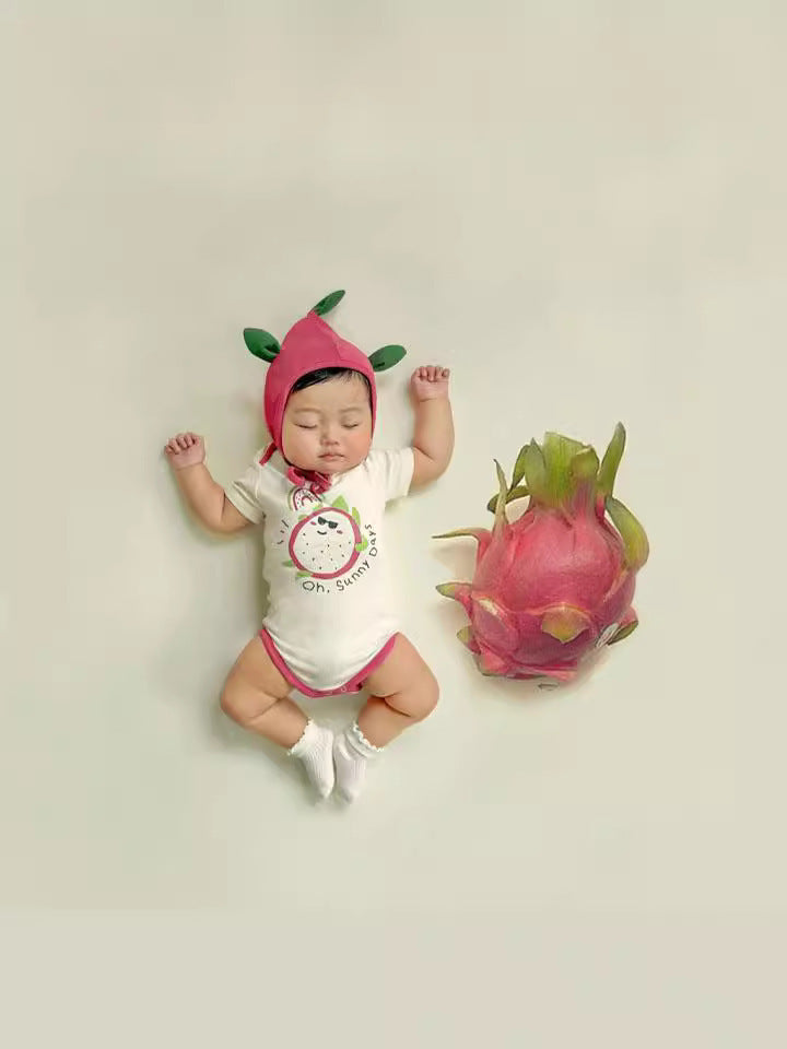 Dragon Fruit Short Sleeve Romper With Hat ドラゴンフルーツ 半袖ロンパース【mh0013390】
