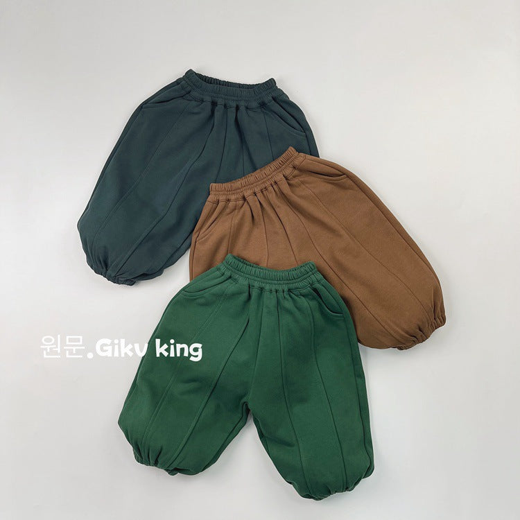 Kids Plain Tucked Loose Easy Pants [mh0013931]