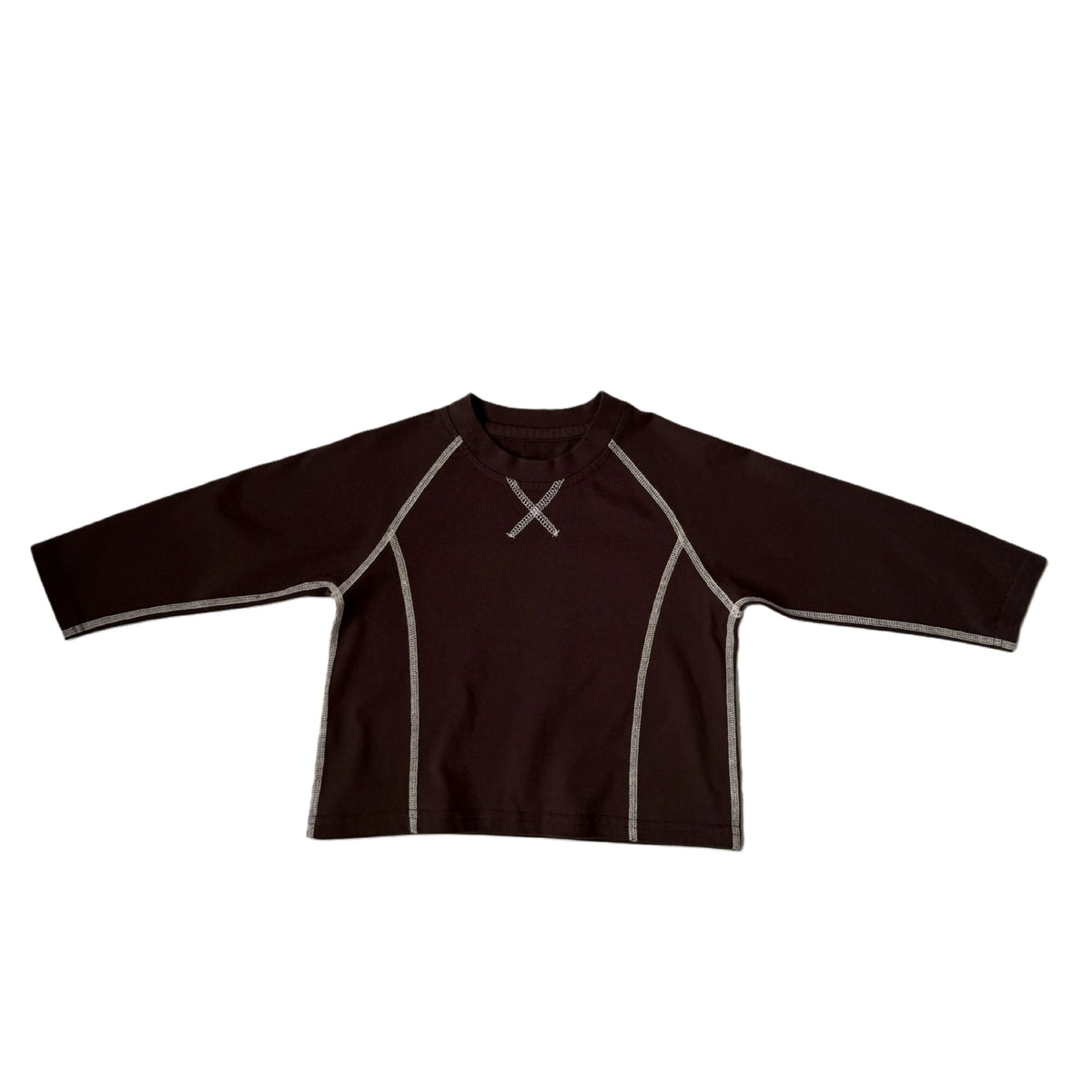 キッズ アウトライン クロスステッチ オーバーサイズ クルーネック 長袖Tシャツ【mh0014340】