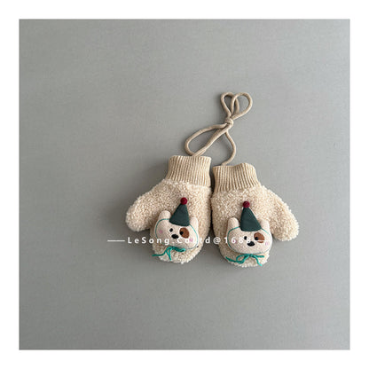 ベビーキッズ手袋 ミトン 指なし フリース アニマルアップリケ【mh0011827】