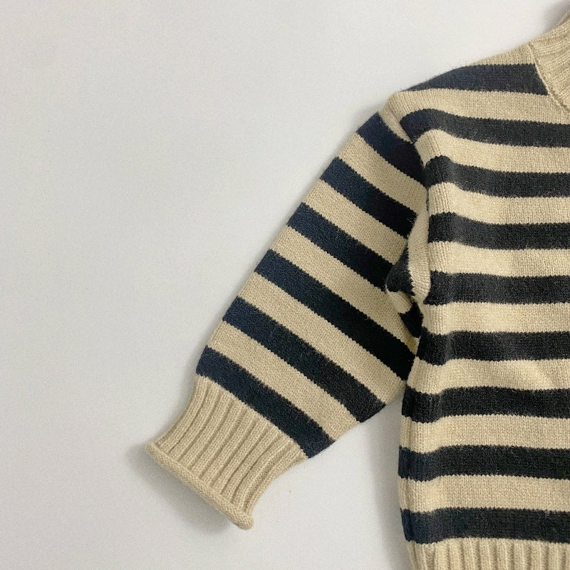 Suéter de punto de cuello alto a rayas para niños【mh0000298】