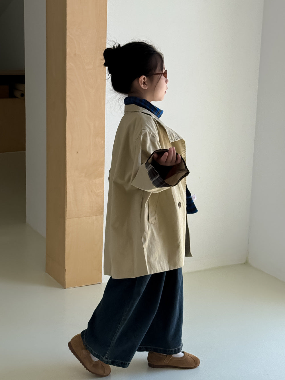 -無地ロング丈トレンチコートジャケット 襟付きカジュアルアウター【mh0010782】 - mamahalo shop - ショートコート・ジャケット・ジャンパー -  べビー服 - 子供服 - 男の子 - 女の子