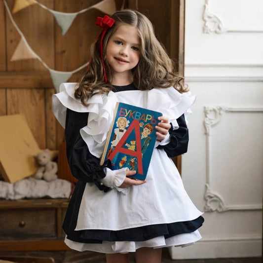 Vestido lolita de algodón para niña con chaleco de hada estilo JK, vestido de encaje para primavera/otoño de 2027 【mh0014743】