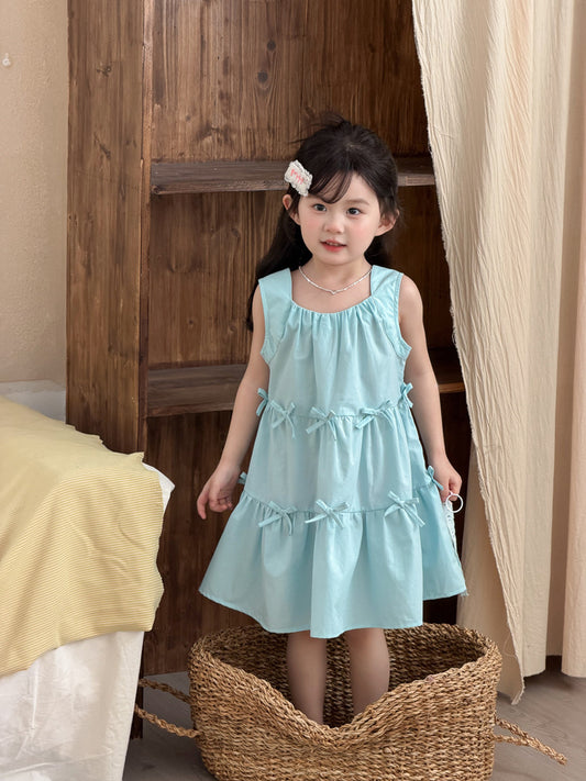 Sleeveless Bow Tiered Dress [mh0012747]