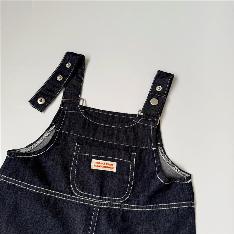 Denim Stitched Long Overalls デニム サロペットロングパンツ【mh0013650】