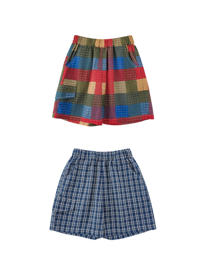 Cotton Plaid Casual Shorts 先染めチェック コットン ショートパンツ【mh0012738】