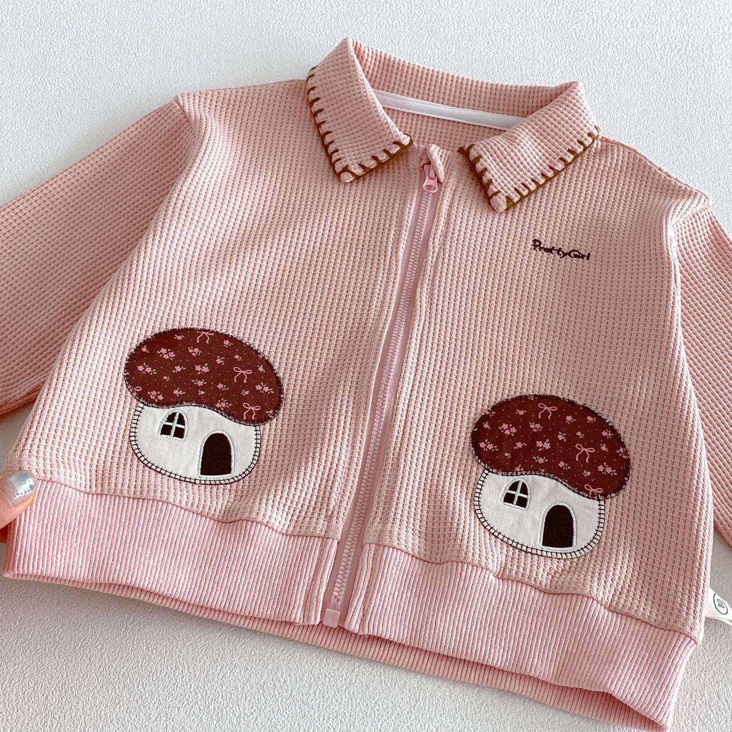 Chaqueta gofrada con cremallera para bebé/niño, pantalón ancho fácil con estampado [mh0014027]