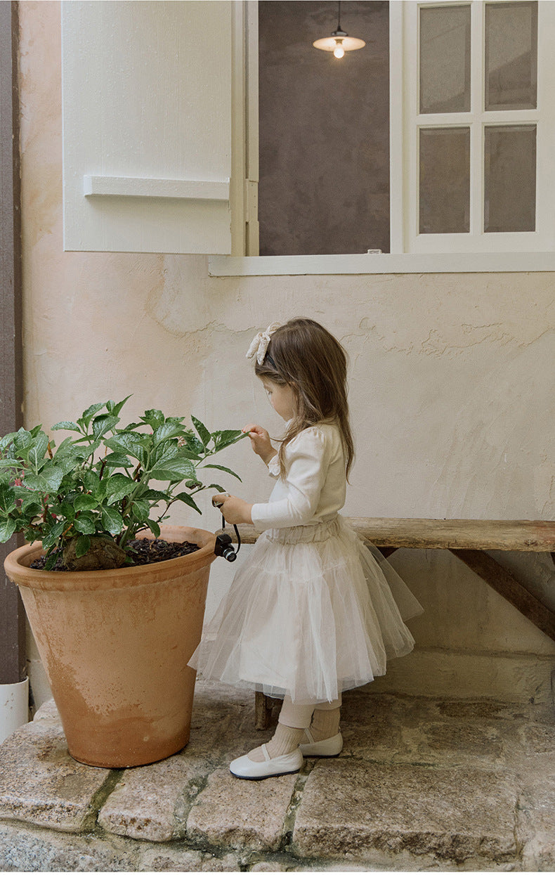 -襟元フリル長袖Tシャツ レース切り替えブラウス【mh0010832】 - mamahalo shop - 長袖Tシャツ -  べビー服 - 子供服 - 男の子 - 女の子