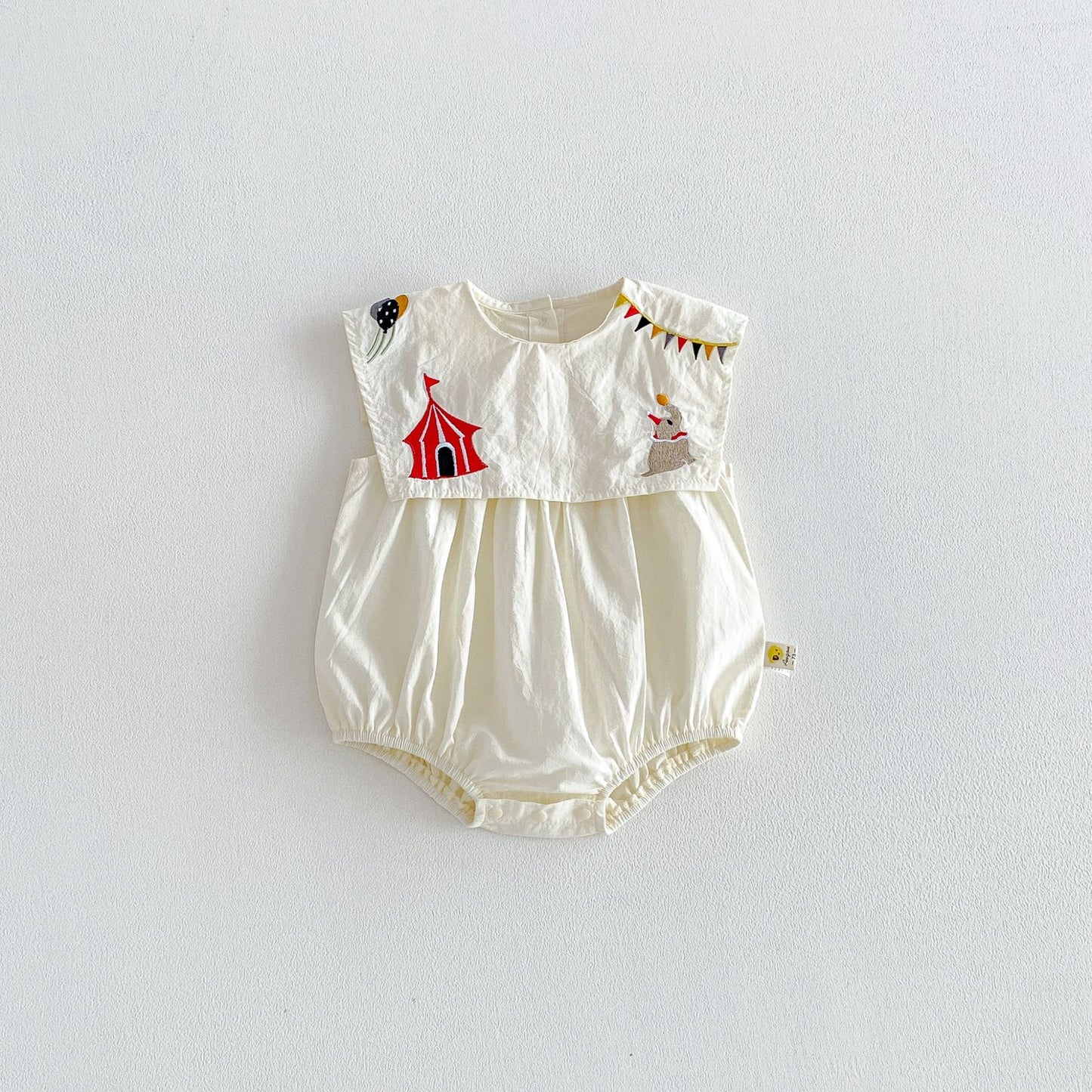 Sleeveless Ruffle Dress サーカス刺繍 ノースリーブロンパース 半袖ワンピース【mh0013430】
