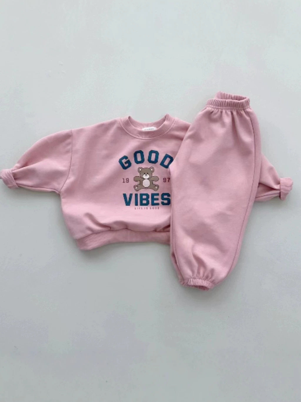 Conjunto de sudadera con logo y estampado de osito y pantalón largo para bebé y niños 【mh0014632】
