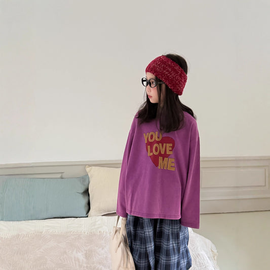 -ハートロゴプリント長袖スウェットTシャツ【mh0010946】 - mamahalo shop - 長袖Tシャツ -  べビー服 - 子供服 - 男の子 - 女の子