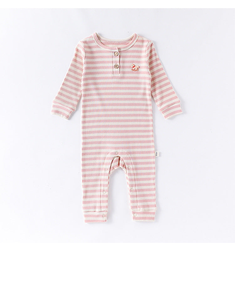 -ボーダー長袖ジャンプスーツロンパース【mh0010731】 - mamahalo shop - 長袖ロンパース -  べビー服 - 子供服 - 男の子 - 女の子