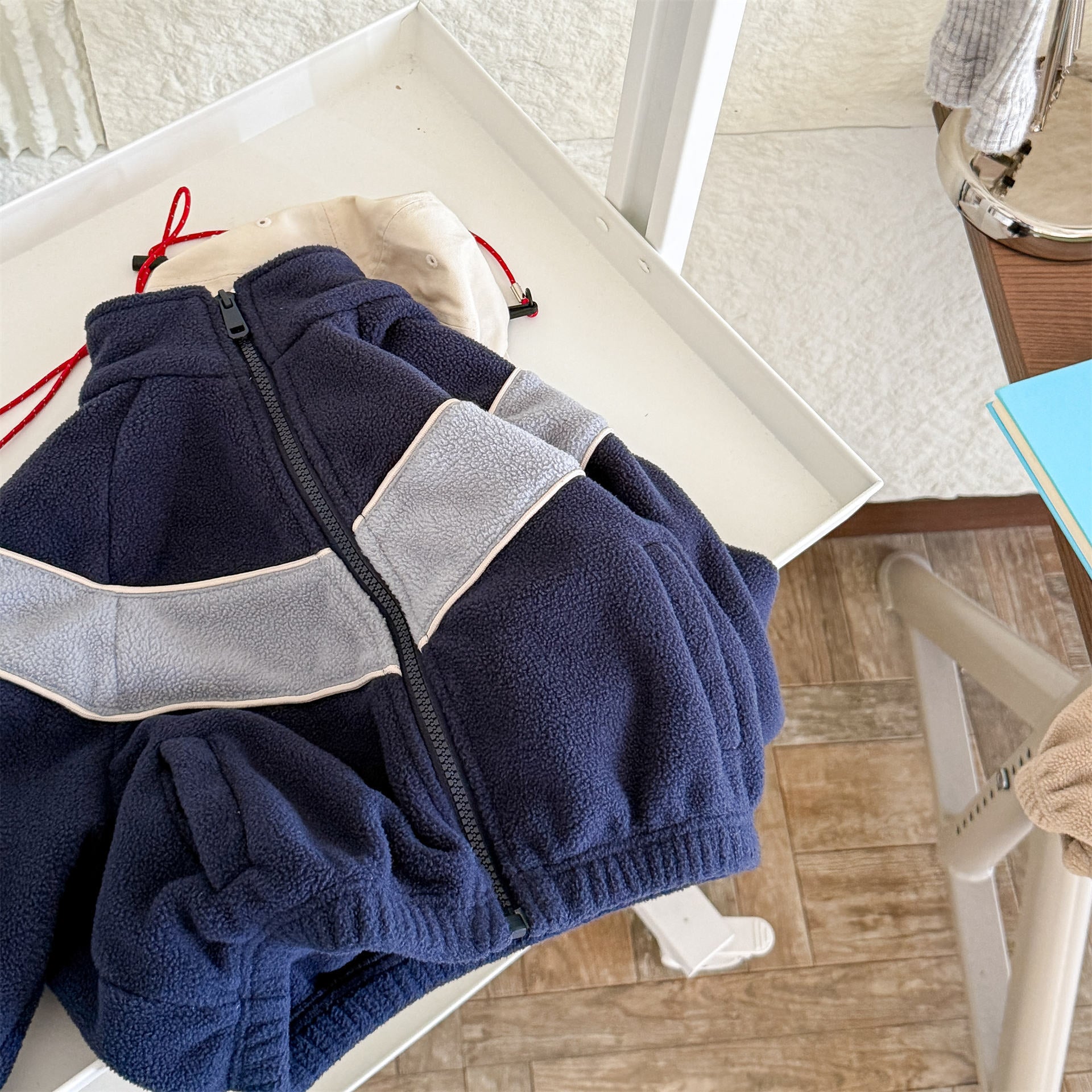 -バイカラージップアップフリースジャケットブルゾン裏起毛防寒アウター【mh0010912】 - mamahalo shop - ショートコート・ジャケット・ジャンパー -  べビー服 - 子供服 - 男の子 - 女の子