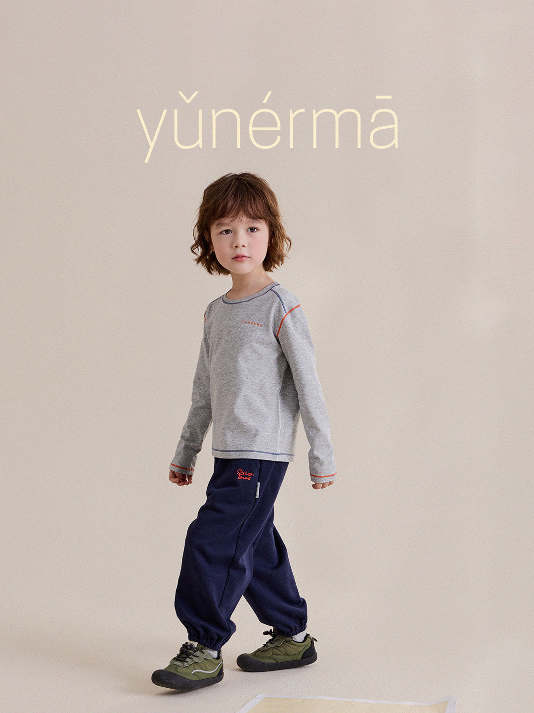Zapatillas de lona infantiles con diseño de empalme estilo trekking sin cordones 【mh0014237】