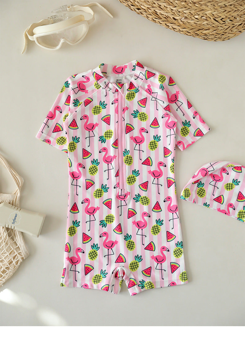 UPF50+ Printed Short Sleeve One-piece Swimsuit [mh0012587]