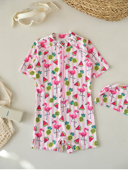 UPF50+ Printed Short Sleeve One-piece Swimsuit [mh0012587]