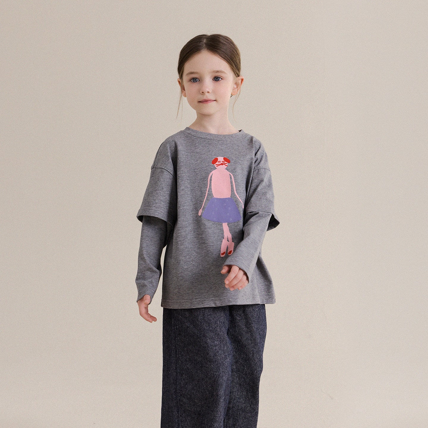 Kids' Junior Faux Layered Printed Long-Sleeve T-Shirt [mh0013972]