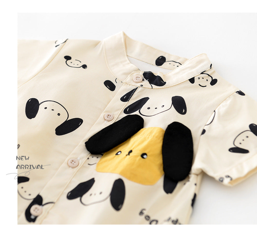 Baby Short Sleeve Romper with Dog Print【mh0001911】