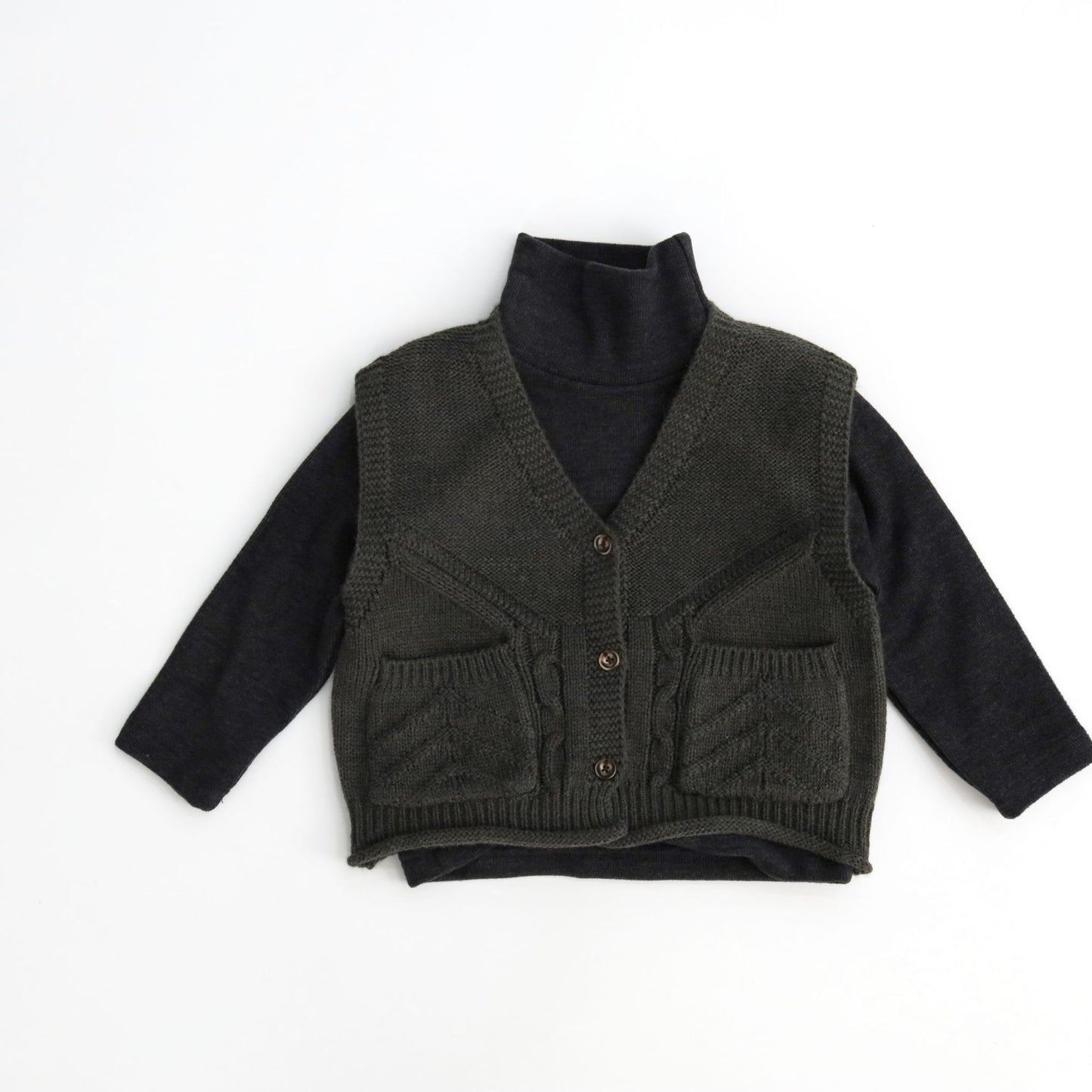 ウールベスト 前あき ニット シンプル Vネック【mh0011779】