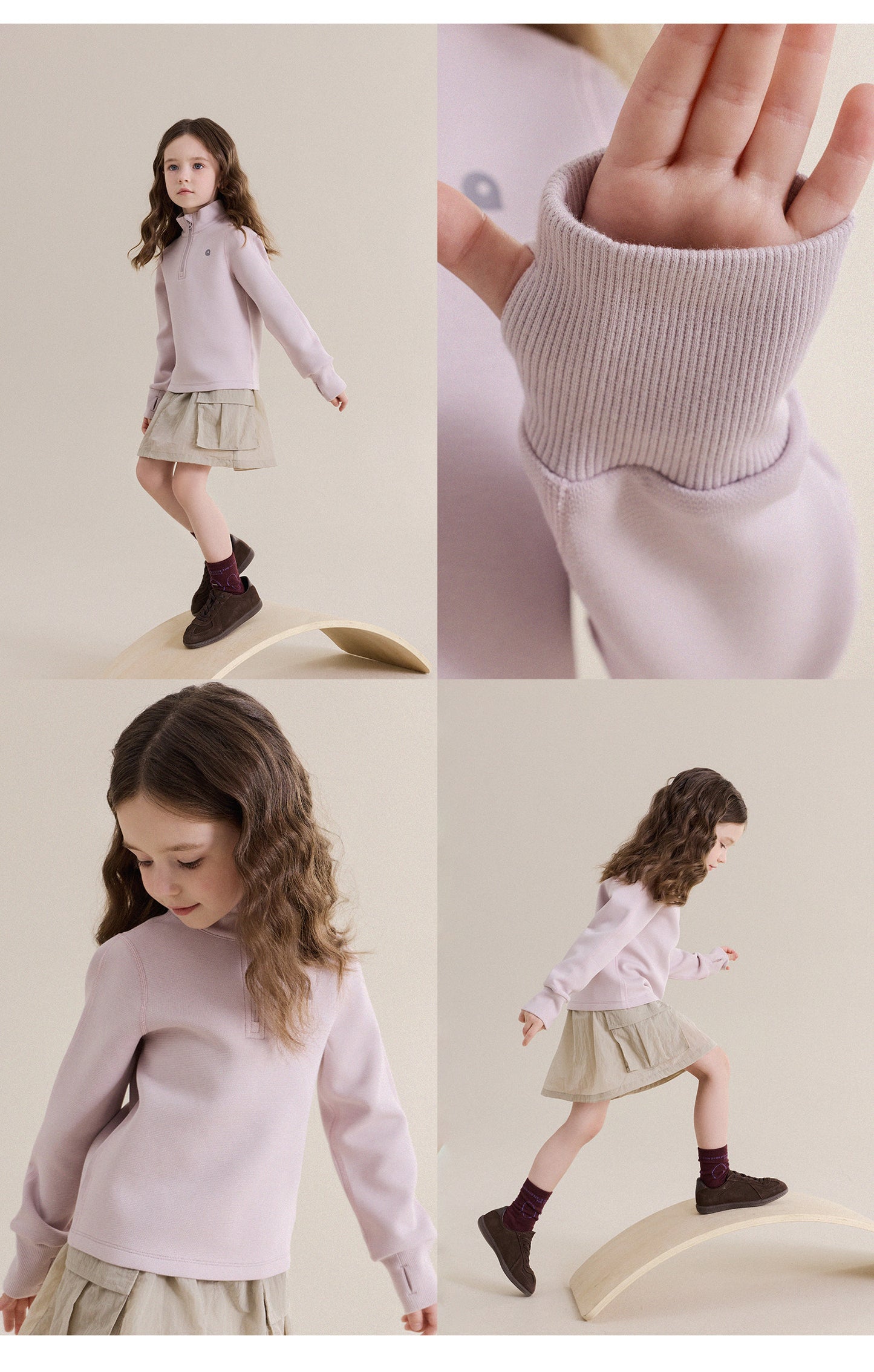Kids' Junior Stand-Collar Half-Zip Long-Sleeve Sweatshirt [mh0013985]