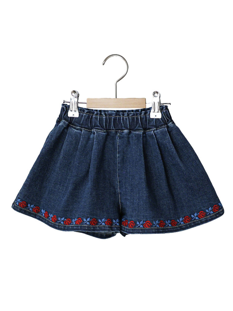 Floral Embroidered Denim Shorts 刺繍 デニムショートパンツ【mh0012988】