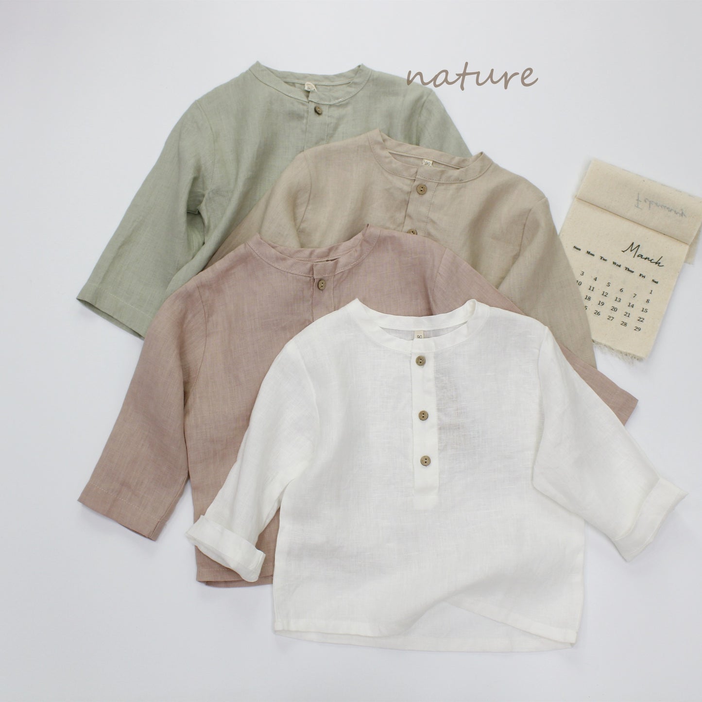 Minimalist Button Linen Shirt ナチュラルリネン 長袖シャツ【mh0013628】