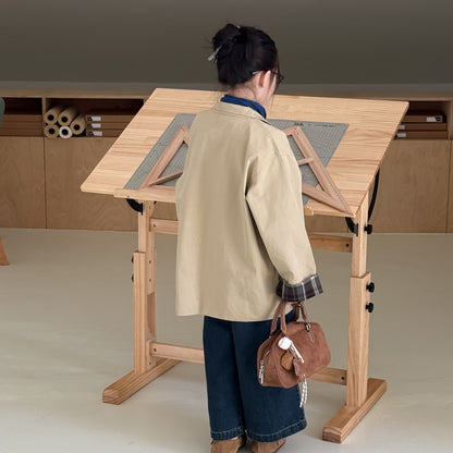 -無地ロング丈トレンチコートジャケット 襟付きカジュアルアウター【mh0010782】 - mamahalo shop - ショートコート・ジャケット・ジャンパー -  べビー服 - 子供服 - 男の子 - 女の子