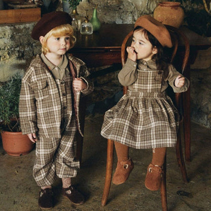 ベビー キッズ チェック サスペンダー スカート ジャンパースカート【mh0000684】