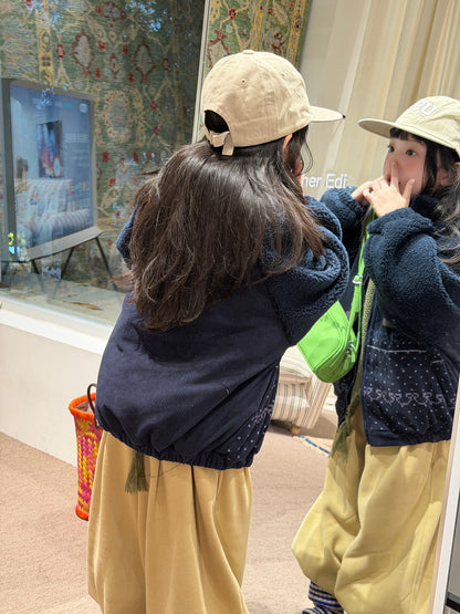 Children's jacket 2026 girls' winter thickened quilted zip-up jacket, children's corduroy patchwork sweater with cute accents【mh0014697】