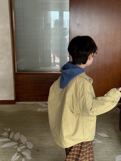 ブルゾンジャケット キッズ 中綿 厚手 ラペル ショート丈 カジュアル アウター【mh0011661】