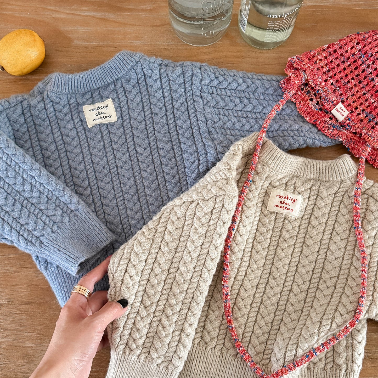 ケーブル編みクルーネックセーター【mh0010906】