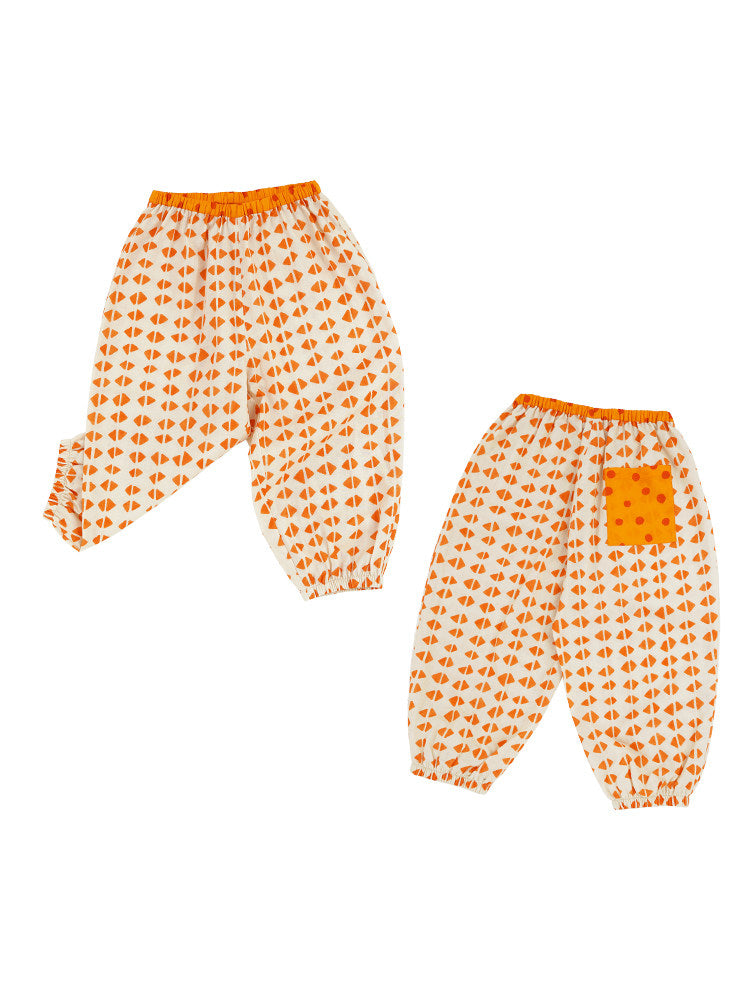 Pantalones Largos con Puños de Gasa y Rayas Geométricas【mh0013214】