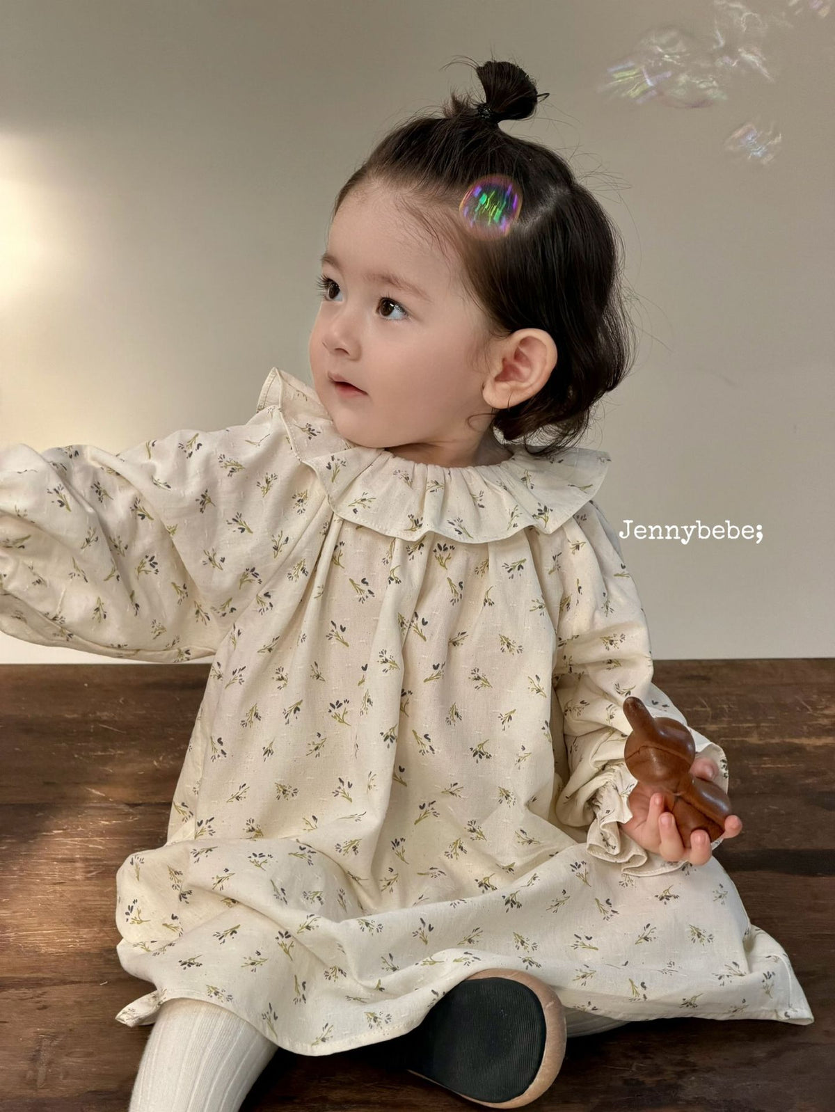 Kids' Floral Ruffle Collar Long-Sleeve Dress [mh0014320]