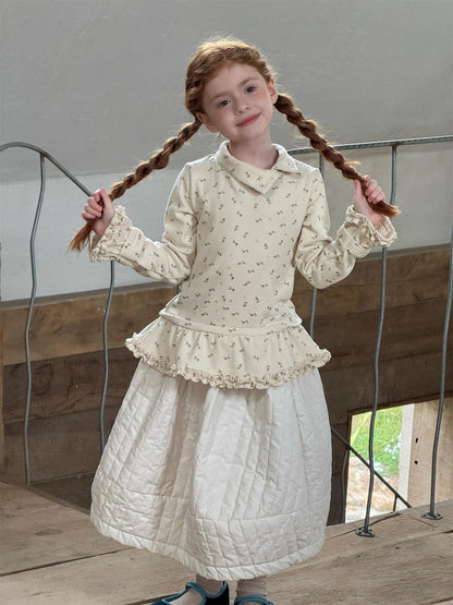 キルティングスカート 厚手 キルト ミモレ丈 無地 花柄【mh0011750】