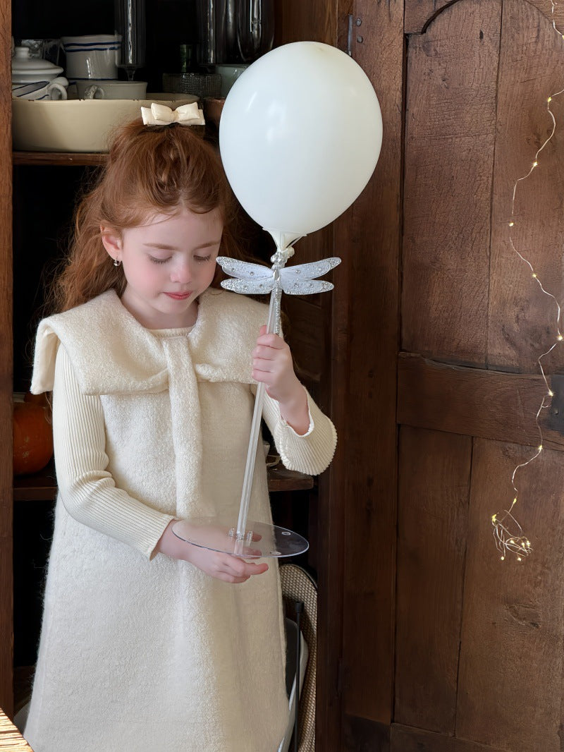 ノースリーブワンピース リボンカラー お出かけドレス【mh0011880】