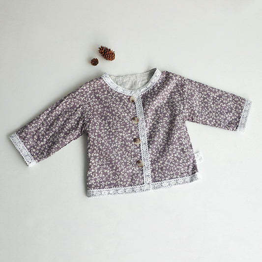 Floral Print Lace Trim Cardigan 花柄 レーストリム カーディガン【mh0012631】