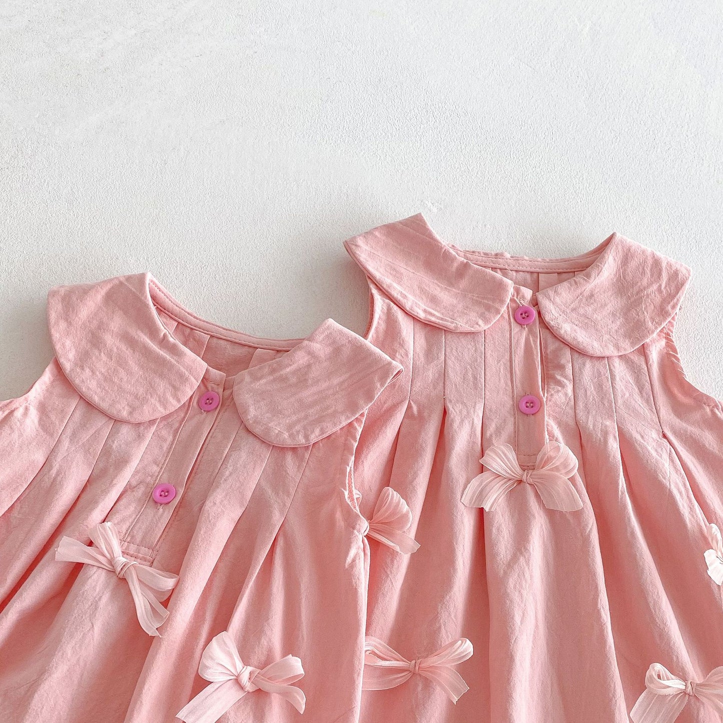 Sleeveless Bow Collared Plisse Dress Romper 立体リボン ノースリーブロンパース ノースリーブワンピース【mh0013434】