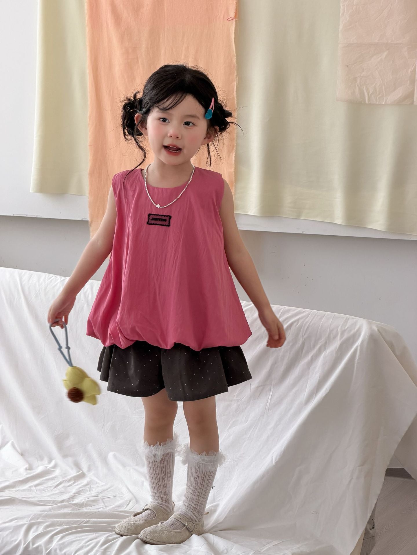 Balloon Hem Sleeveless Tunic Top バルーン ノースリーブ チュニック【mh0012748】