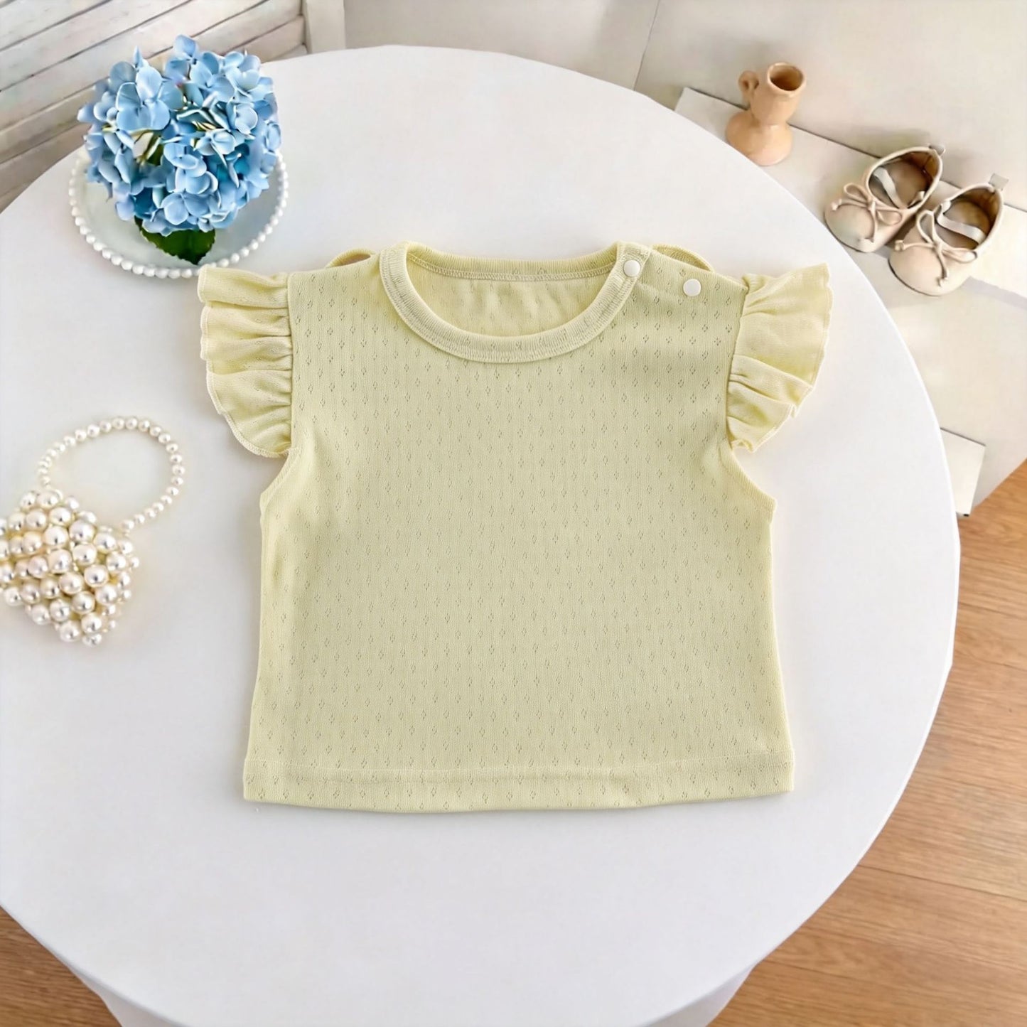 Baby Frill Sleeve Short Sleeve T-Shirt Tulle Suspender Bloomer Romper [mh0013847]