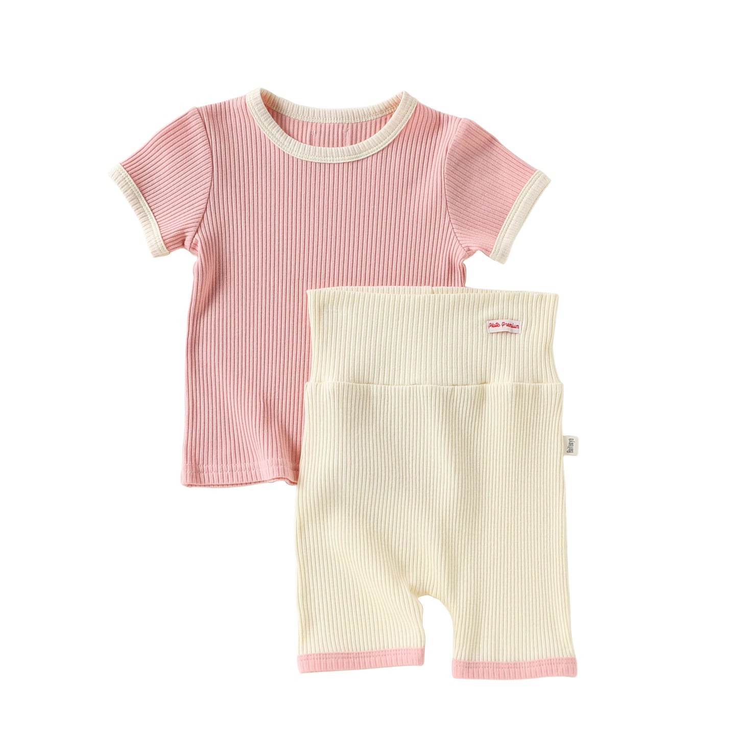 Ribbed Short Sleeve Set リブ 半袖Tシャツ ハーフパンツ【mh0013034】