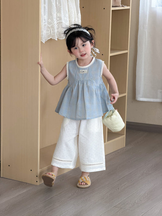 Dot Lace Cropped Wide Pants mh0012759