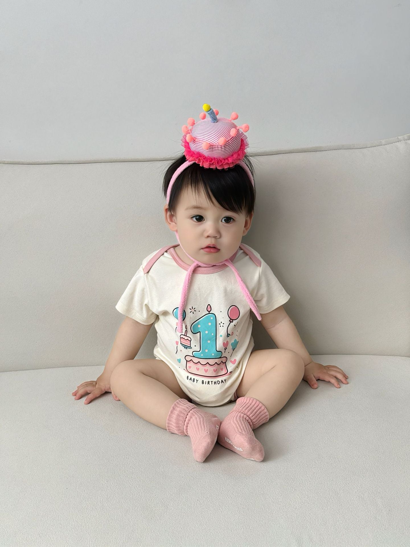 Short-Sleeve Birthday Costume Romper バースデー 半袖ロンパース【mh0013368】