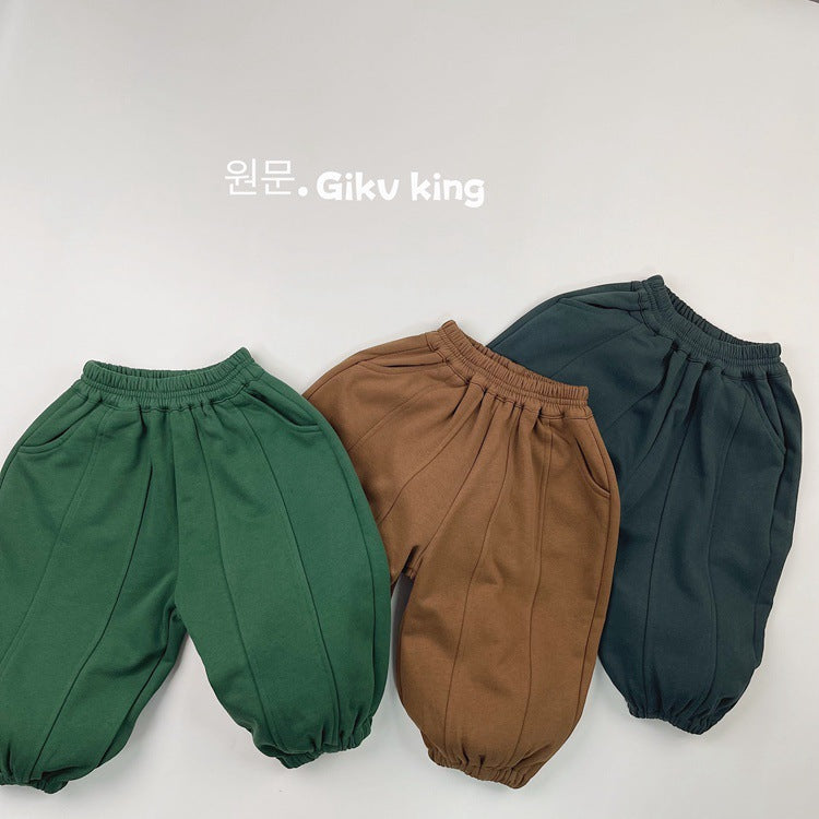 Kids Plain Tucked Loose Easy Pants [mh0013931]