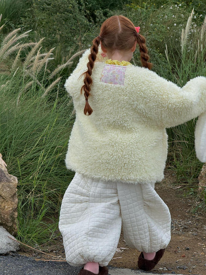 Fluffy reversible boa jacket with floral print and padded lining [mh0011743]