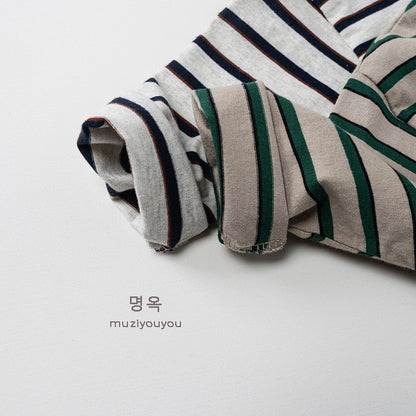 -ヘンリーネックボーダー長袖Tシャツ【mh0010862】 - mamahalo shop - 長袖Tシャツ -  べビー服 - 子供服 - 男の子 - 女の子