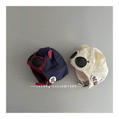 キッズ帽子 ねこ耳 サングラス フライトハット パイロットキャップ【mh0011811】