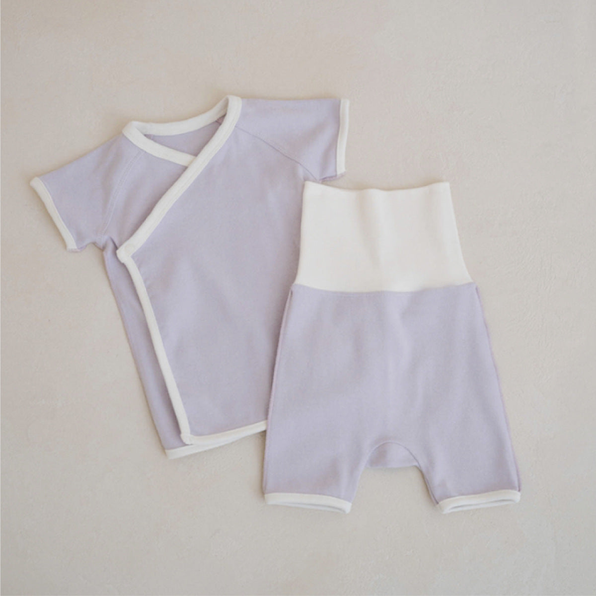 Baby Cache-Coeur Short-Sleeve Top & High-Waist Pants Set [mh0013886]