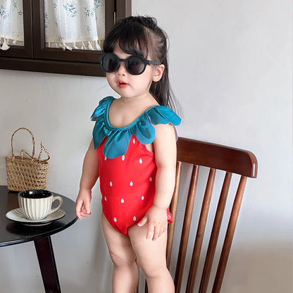 Strawberry Camisole One-Piece Swimwear Swimcap Set いちご ワンピース水着【mh0013344】