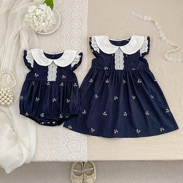 Bow Embroidery Ruffle Romper Dress ラッフル ロンパース ワンピース【mh0013161】