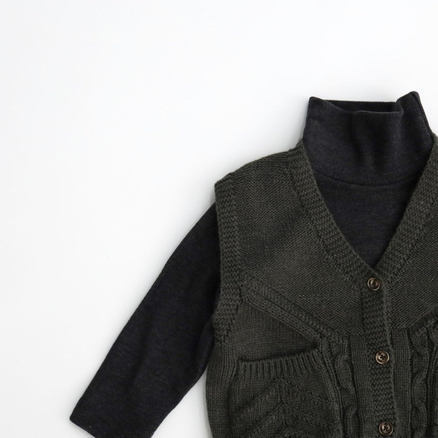 ウールベスト 前あき ニット シンプル Vネック【mh0011779】